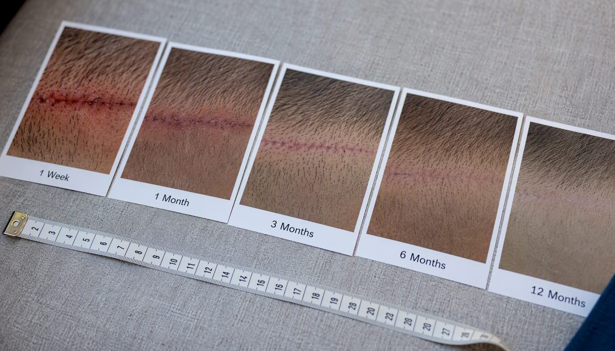 FUT scar healing stages over time