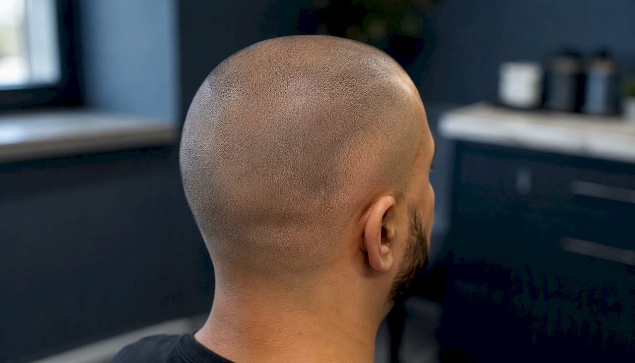 Close-up of naturally faded SMP on scalp