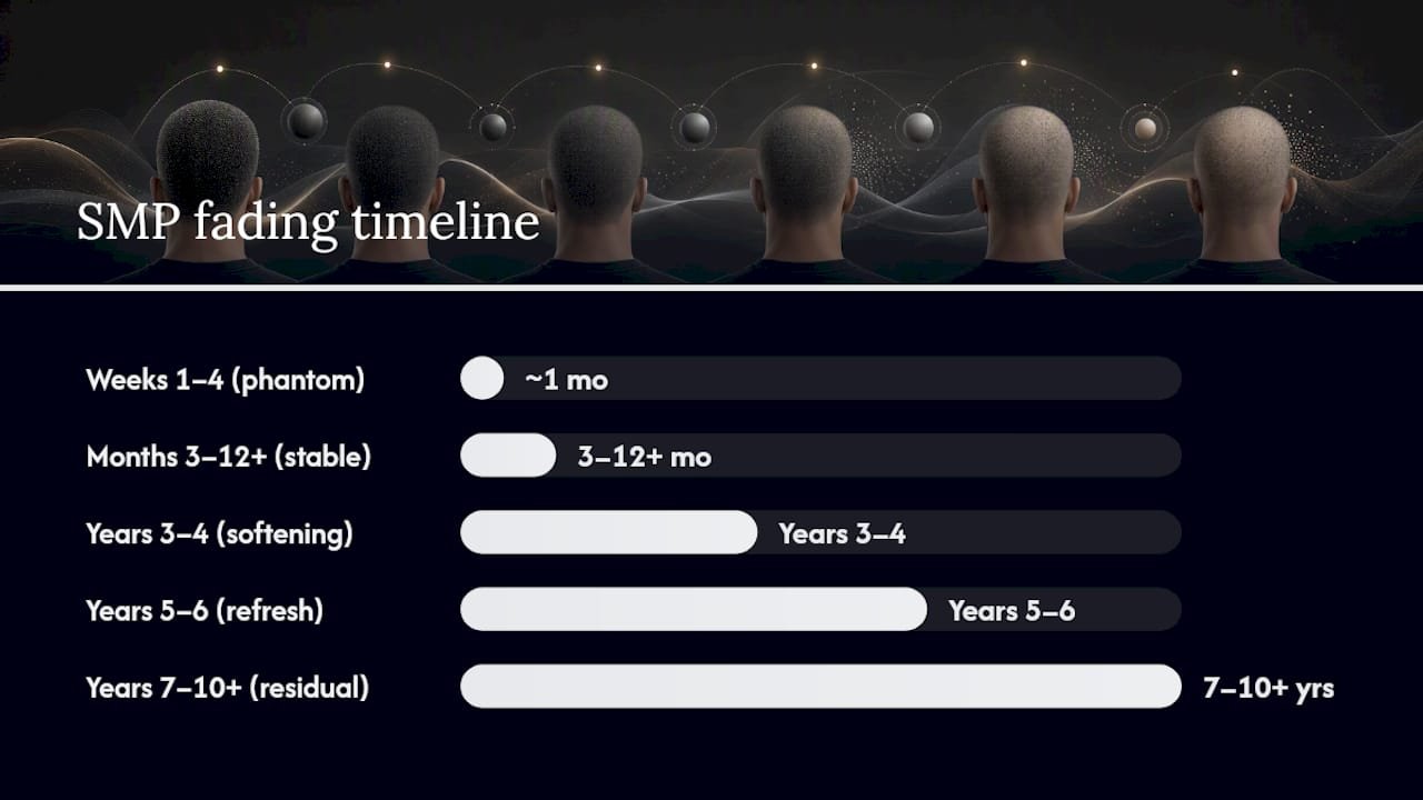 SMP fading phases from healing through years four to six