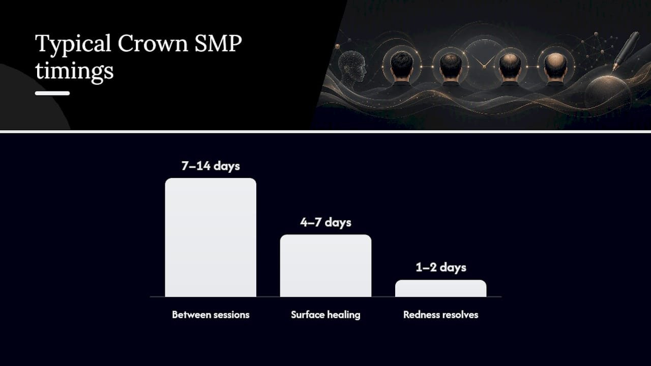 Crown SMP sessions and whorl placement diagram
