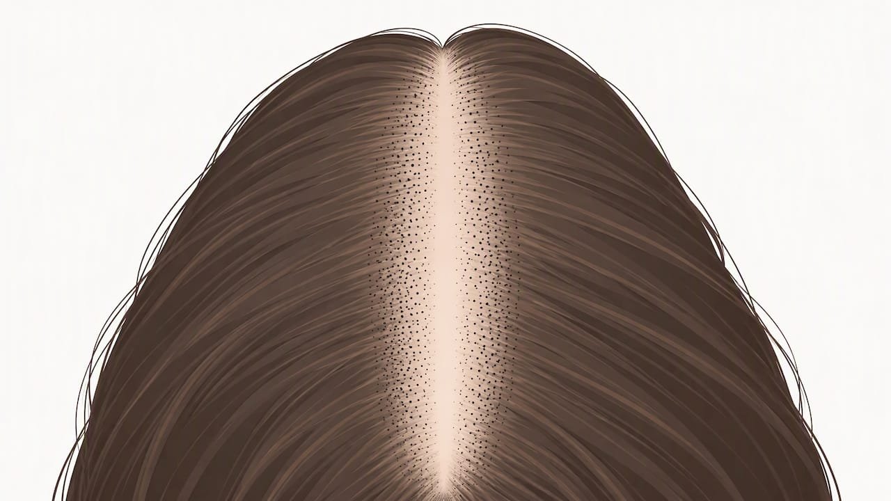 Subtle pigment placement beside a wide hair part