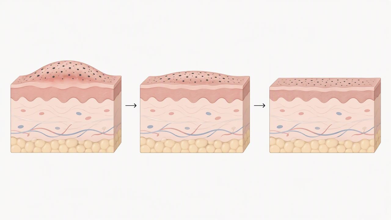 Three stages of swelling settling to stability